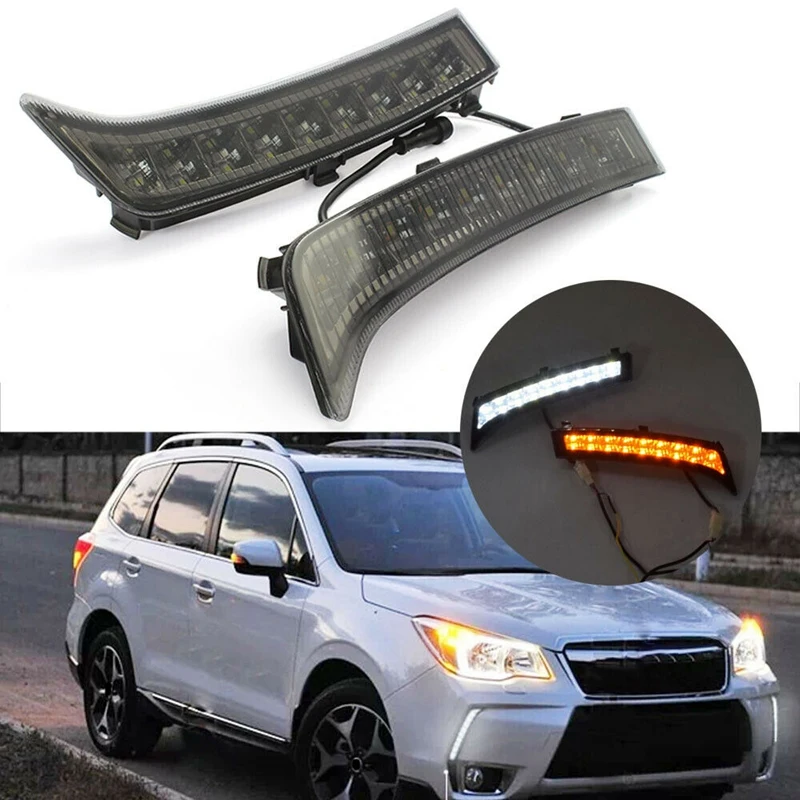 

Автомобильный светодиодный DRL Дневной светильник противотуманная фара L & R подходит для Subaru Forester 2013-2018
