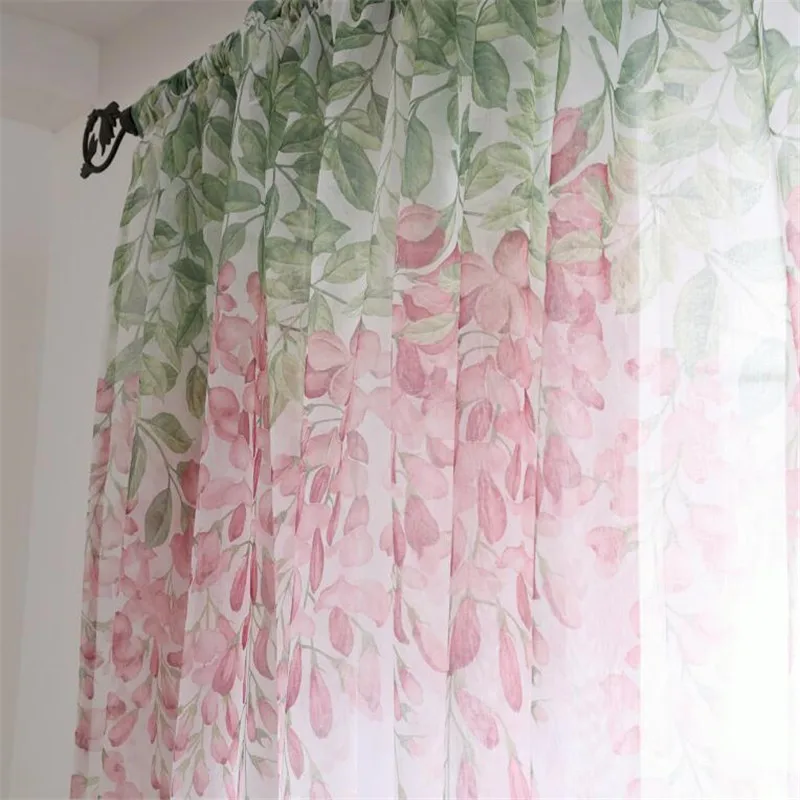 

Wisteria Flower Design Home Decor Modern Tulle Curtains For Living Room Bedroom Window Voile Curtains Light Transmission