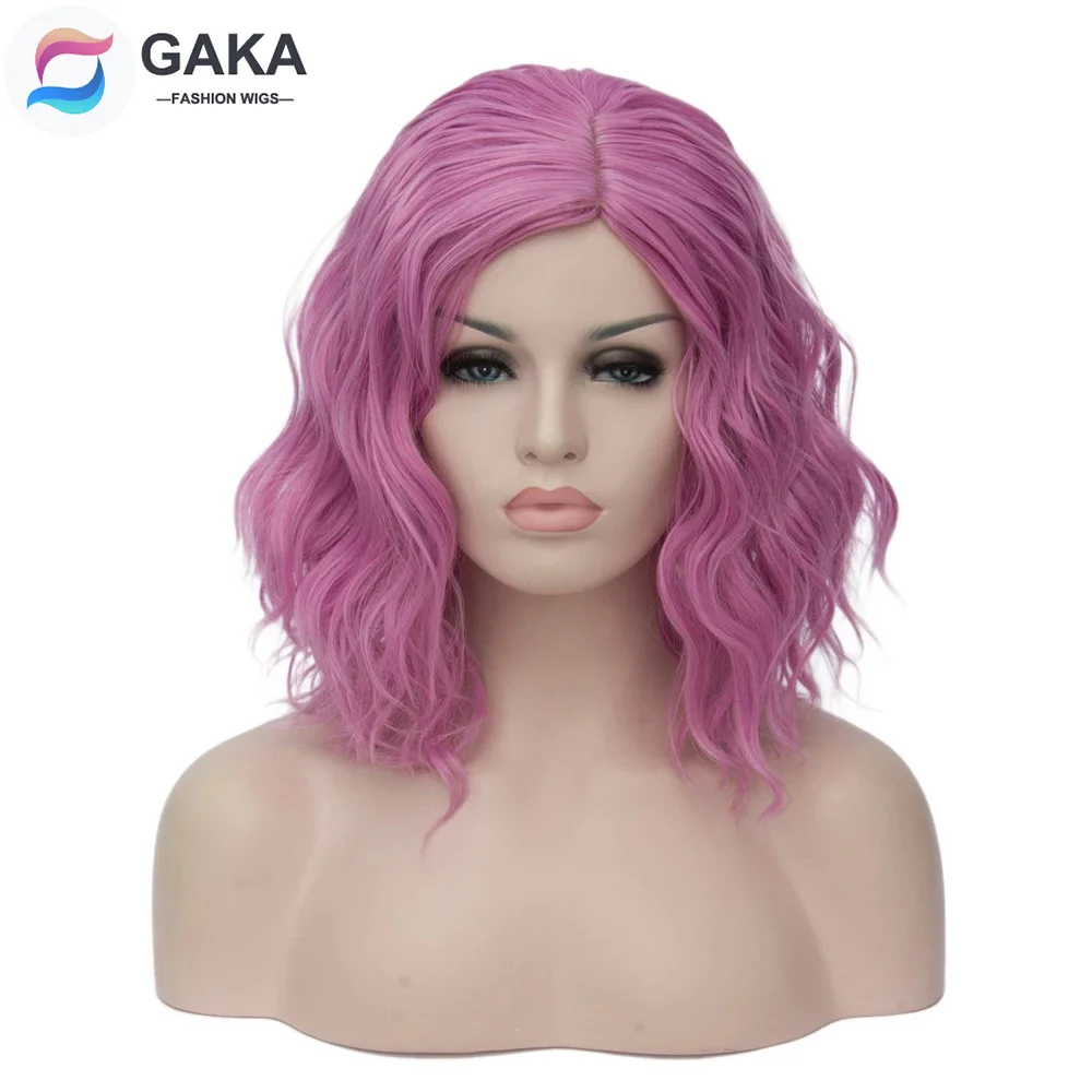 Женские короткие парики GAKA для косплея Боб вечерние средней части розовый