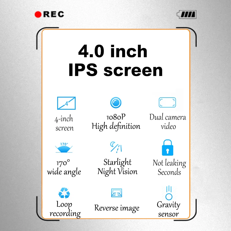 4 дюймовая двойная Камера видео IPS двойной Запись звезда петля Ночное видение HD1080P