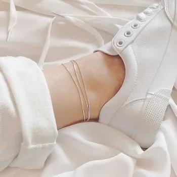 

Korean Snake Bone Ankle Chain Female Fashion Hundred with Personality Couple Foot Ring Simple Three-layer Ankle Chain L006