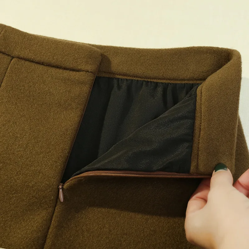 

Design Embroidered Woolen Skirt Women Autumn Winter Korean High Waist Anti-Glare Base A-Line Female Skirt Fashion High Quality