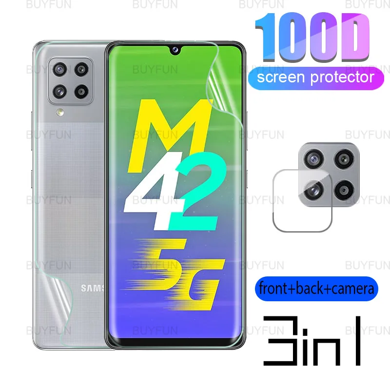 3in1 гидрогель пленка для Samsung Galaxy M42 5G спереди и длинное сзади HD защита