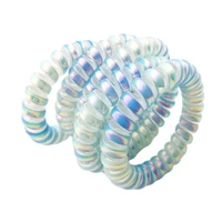 wholesale 100pcs ab colorful telephone wire shape hair bands line elastic gum spring scrunchy rope size 5 5cm