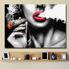 Картина маслом на холсте, с изображением сексуальной девушки, курящей сигару, для гостиной