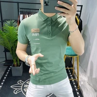 mens top 2021 summer green polo shirt short sleeve t shirt lapel plus size y2k casual korean mens polo t shirt oversized t shi