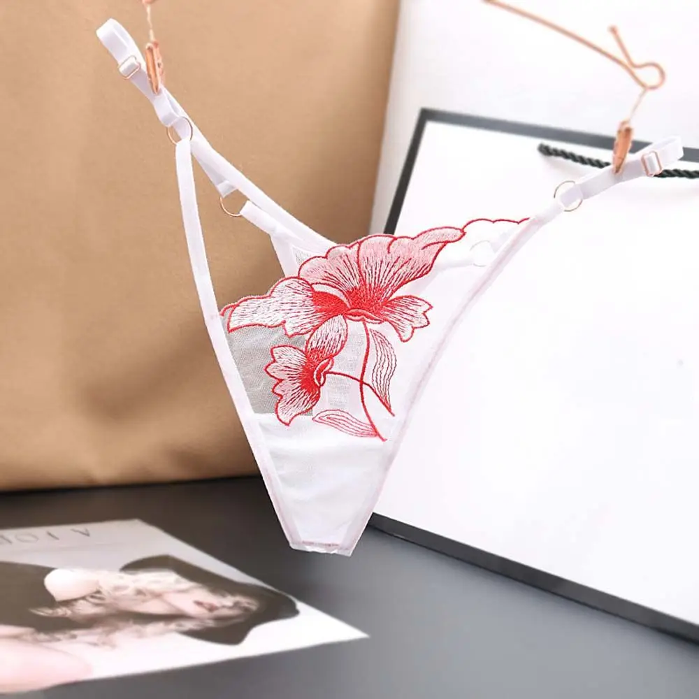 Трусики женские кружевные регулируемые с вышивкой и бабочкой | Женская одежда