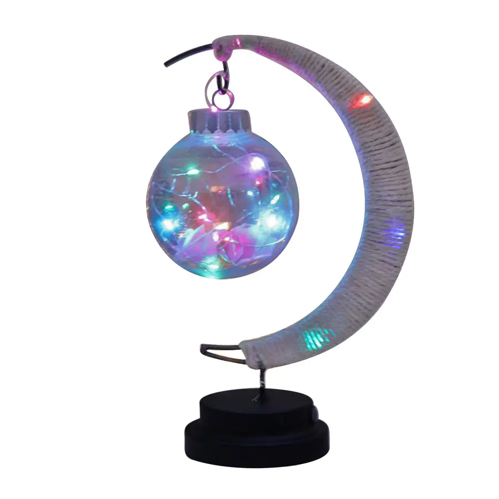 

LED Night Lamp Stars Moon Light Rattan Ball Children Birthday Gift Handmade Hemp Rope USB Wrought Iron Table Light
