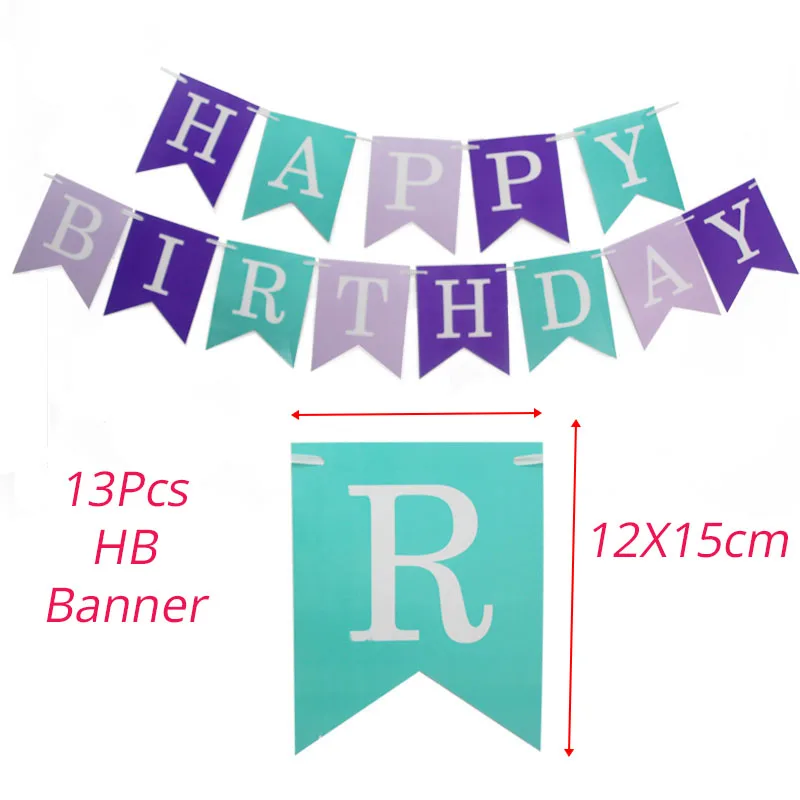 JOY-ENLIFE 1pc Mermaid Happy Birthday Garland Party Decoration Banner for Summer Sea Party, Children, Kids, and Gender Reveal with Flags image 5
