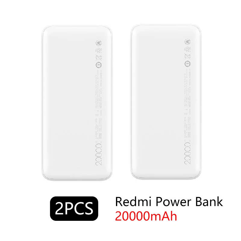 Xiaomi Redmi внешний аккумулятор 10000 мАч 20000 мАч Qi быстрое зарядное устройство портативное зарядное устройство Внешний аккумулятор - Цвет: 20000mah 2pcs