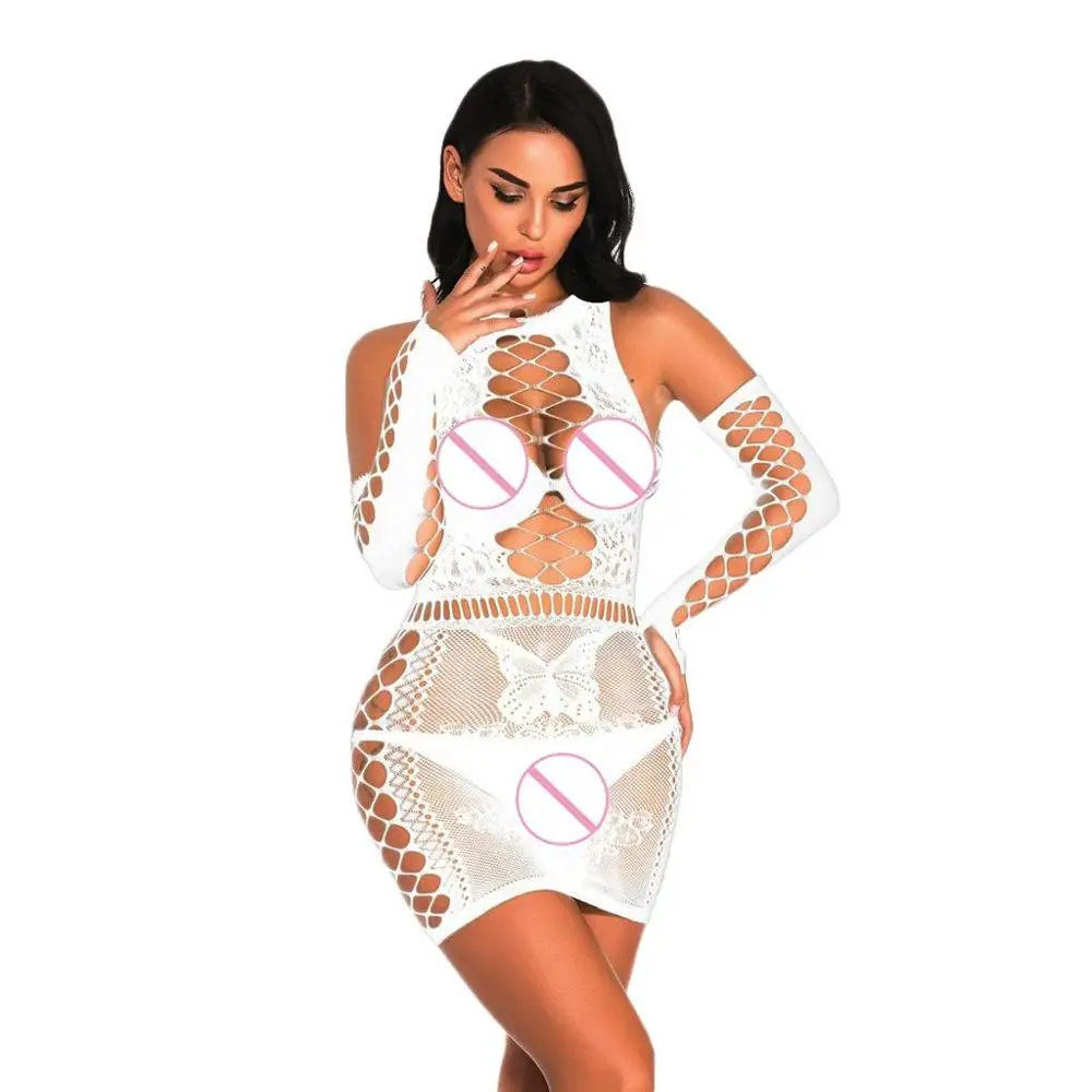 Женское модное сексуальное нижнее белье в сеточку с открытой спиной ночная