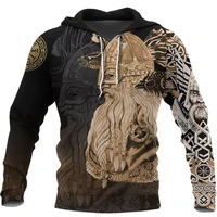 fashion viking gold tattoo 3d full print autumn mens zipper hoodie unisex luxury hooded casual hip hop harajuku sweatshirt