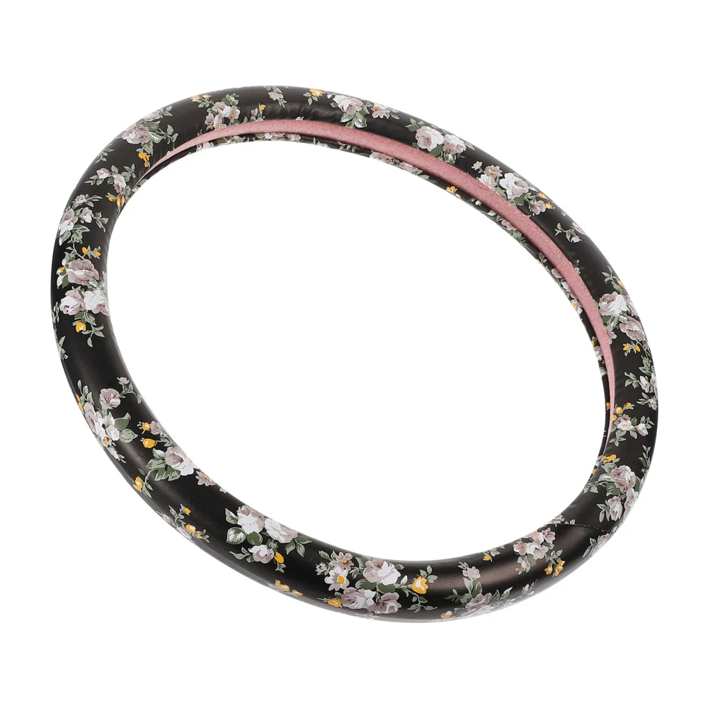 

Peony Leather Car Steering Wheel Cover Non-skid Car Steering Wheel Protector
