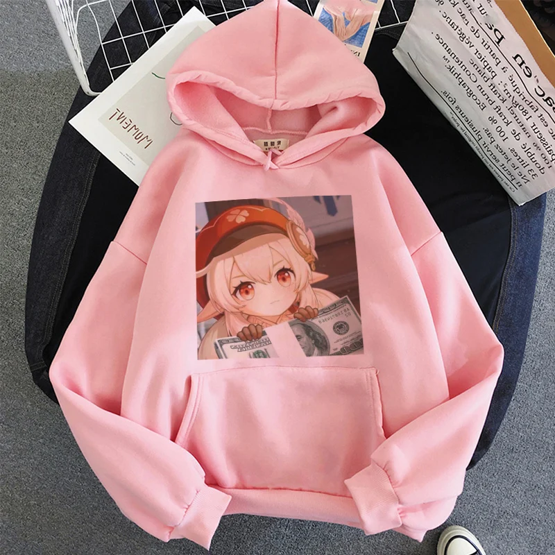 

Kawaii Genshin Impact унисекс зимняя теплая уличная одежда толстовка женская Harajuku Эстетическая Милая Аниме Толстовка Женская толстовка