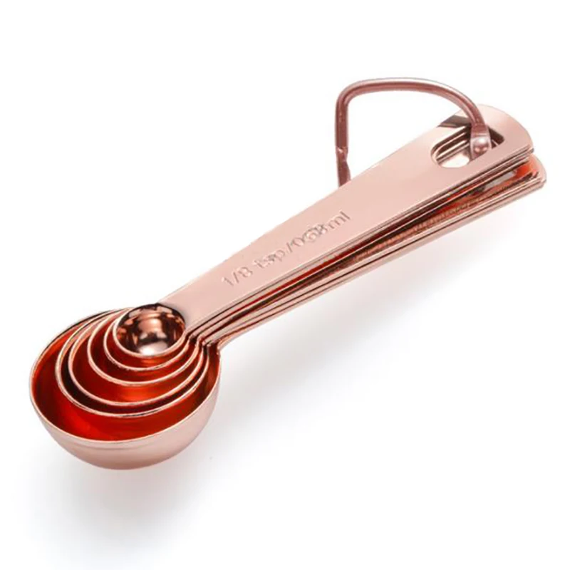 Кухонные гаджеты из нержавеющей стали 6 шт. мерная ложка розового золота чашка