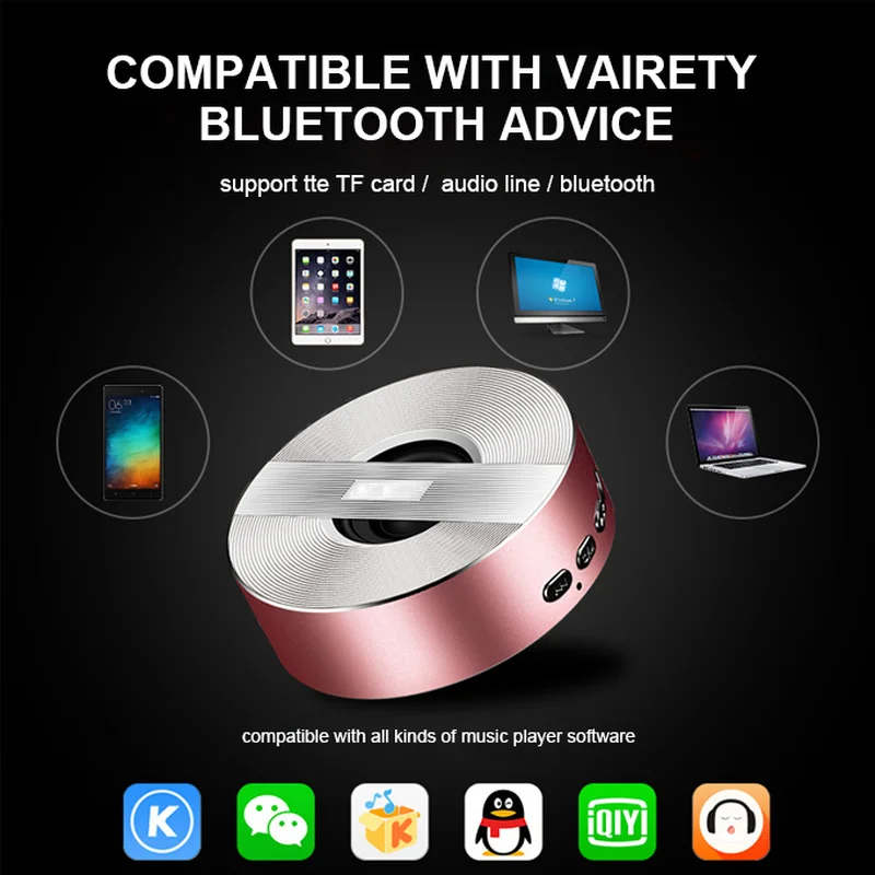 Портативный Bluetooth Стереодинамик круглой формы динамик громкий беспроводной с