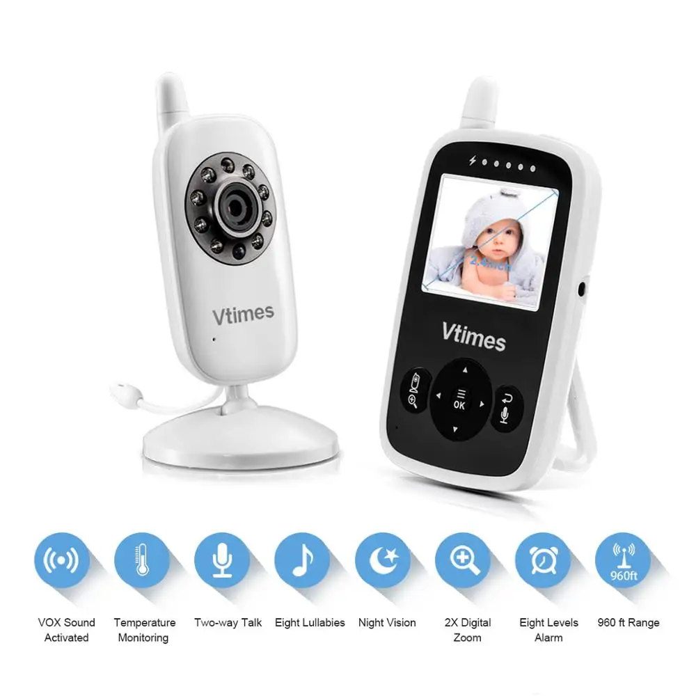 Vtimes Беспроводной ЖК дисплей Аудио Видео Видеоняни и радионяни 2 4 дюймов мульт