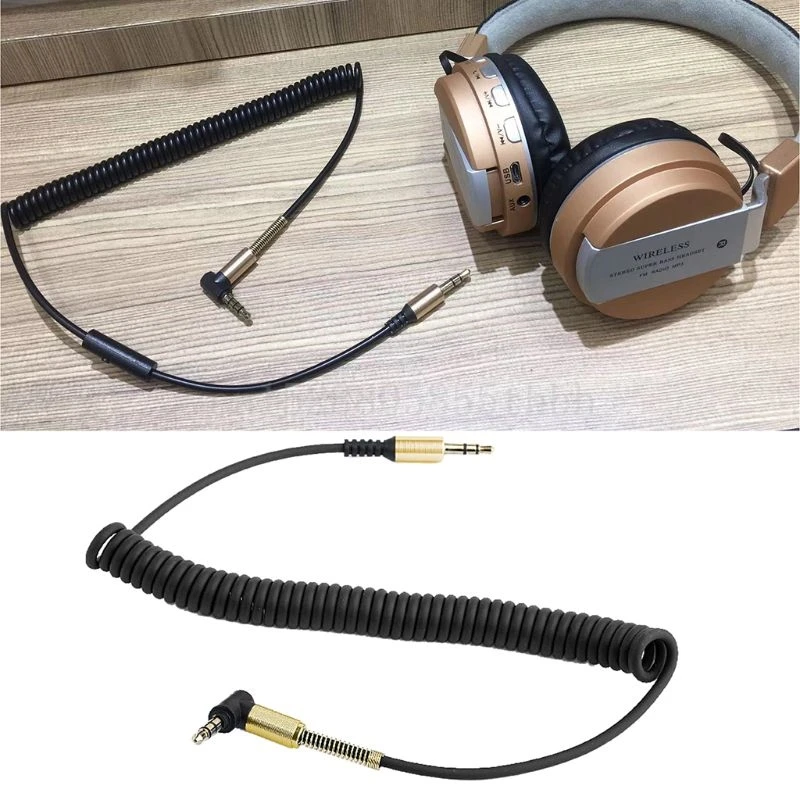 

Aux Spring Cable with Microphone Gold-Plated 3.5mm Jack 90 Degree AUdio Cable