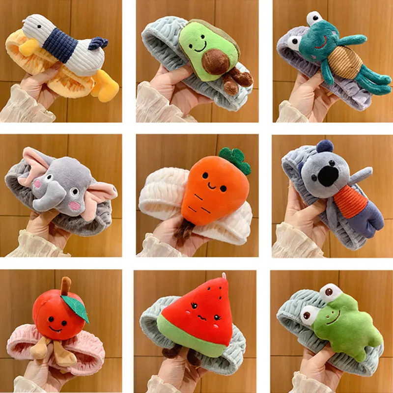 

Cartoon Washing Face Headband For Women Cute Plush Fruit Animals Headbands Hair Band Makeup Plush Headband Hair Accessories Hot