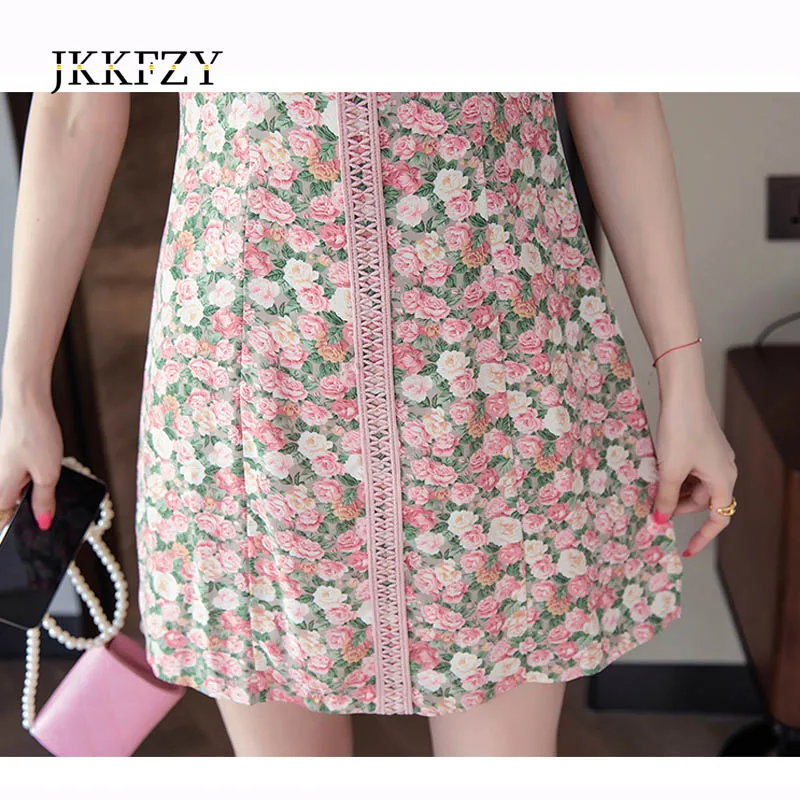 

Sweetheart Print Dress Woman 2021 New Summer Slim Short Sleeve Dress