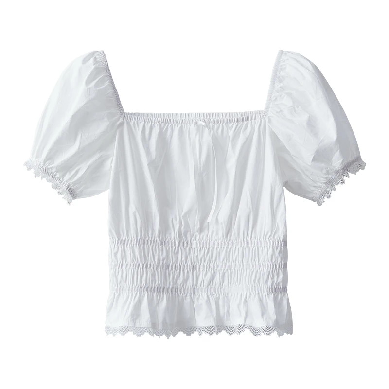 Элегантная женская блузка с коротким рукавом рубашка летняя на шнуровке