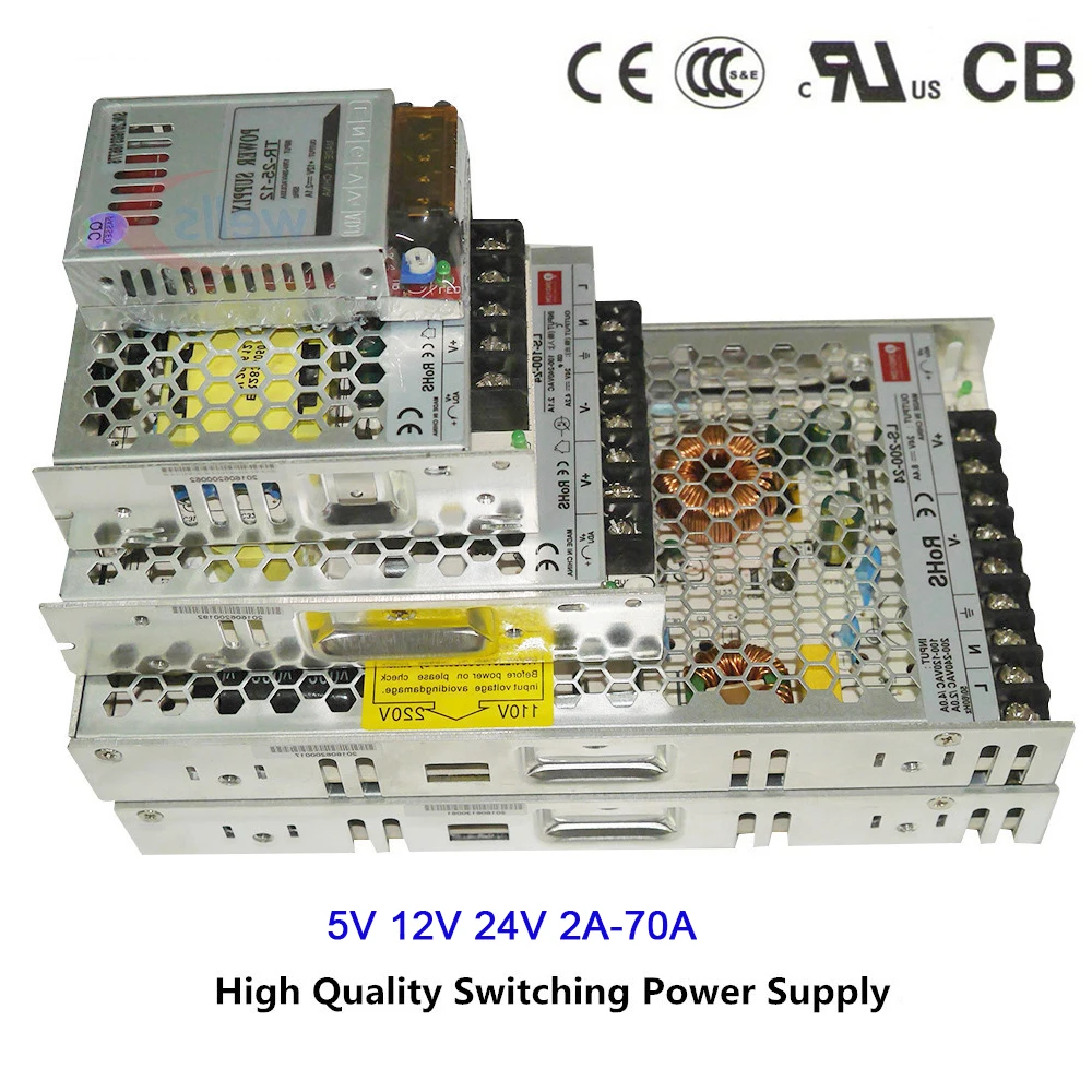 AC 110V 220V to DC 12V 24V тонкий трансформатор питания 2A 4A 8A 10A 14A 16A 20A 29A импульсный источник