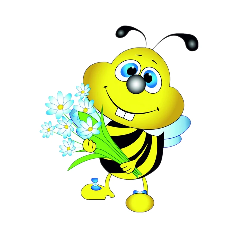 

W-0945 Fun Cartoon Bee Flower Modeling Personality Car Stickers PVC Fashion Auto Motorcycle Sunscreen Waterproof Quality Decals