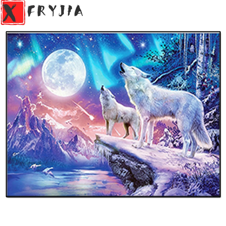 

New arrival Diy The wolf moon in the snow world diamond painting picture rhinestones embroidery diamond mosaic stickers 5d