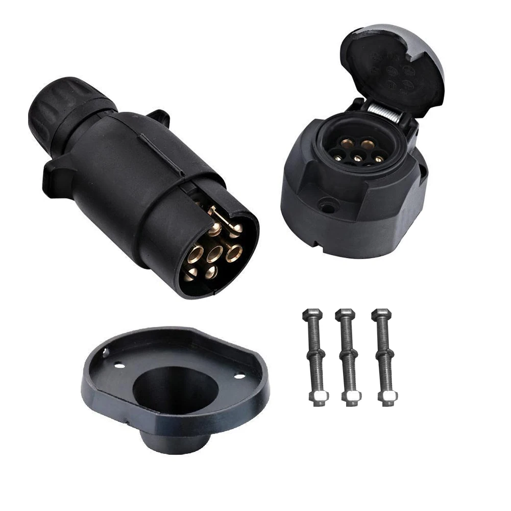 

7 Pin Transporting Caravan Adapter Easy Install Trailer Plug Socket Durable Lamp Connector Truck Car Cable Towing Waterproof