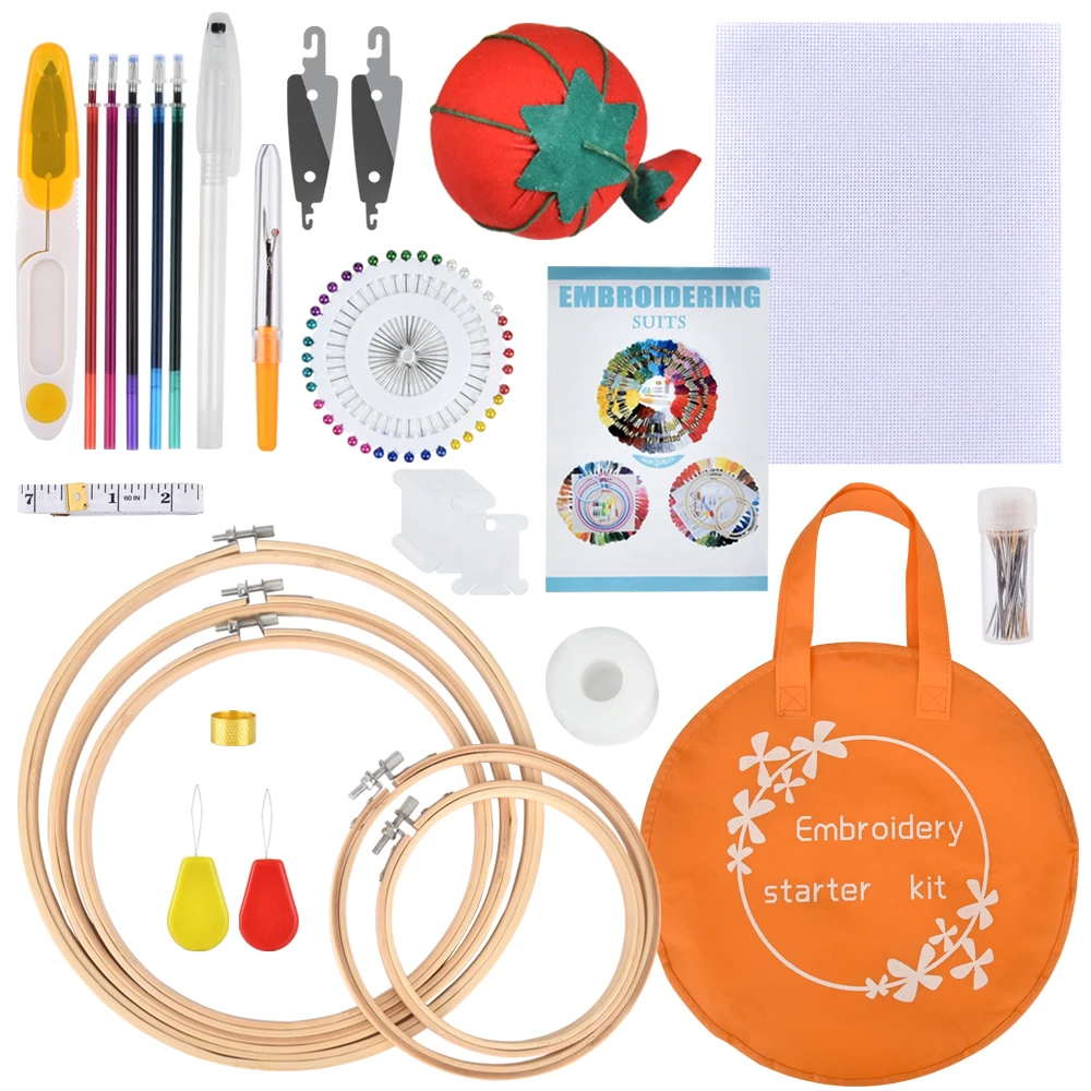 Набор для вышивания 100 цветов нитки и волшебная ручка набор игл начинающих