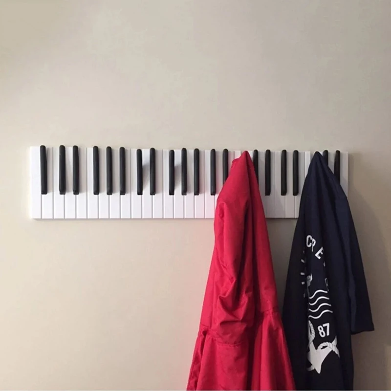 

Piano Wooden Coat Racks Piano Keys Wall Mounted Coat Hook Hanger Wall Decoration Hat Storage Rack Wood Shelf JS22