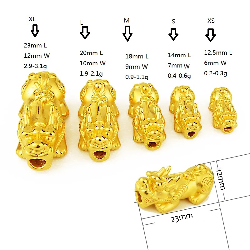 Новый Чистый твердый 24K 3D ремесло желтое золото пиксиу символ удачи 5 размер