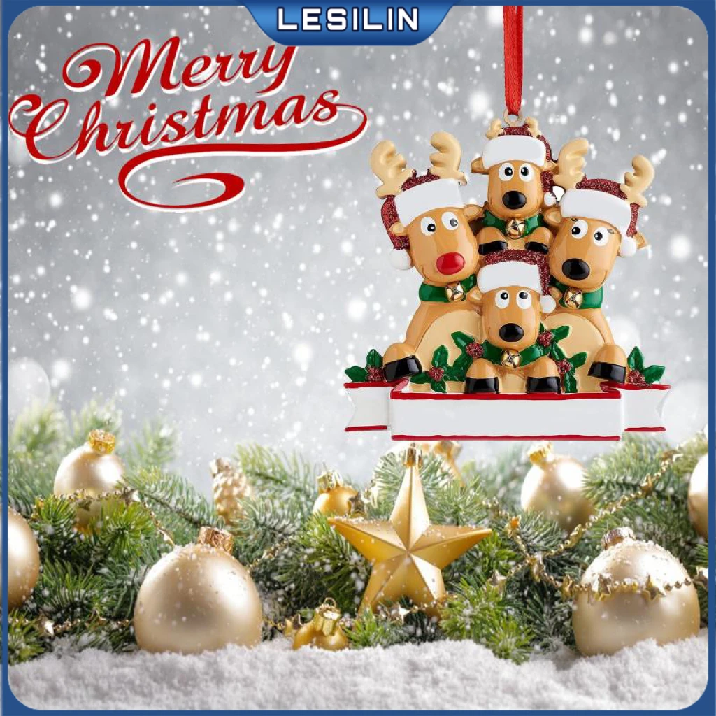 

9cm Reindeer Family Wooden Christmas Ornaments Xmas Wood Pendants New Year Christmas Angel Decorations For Home