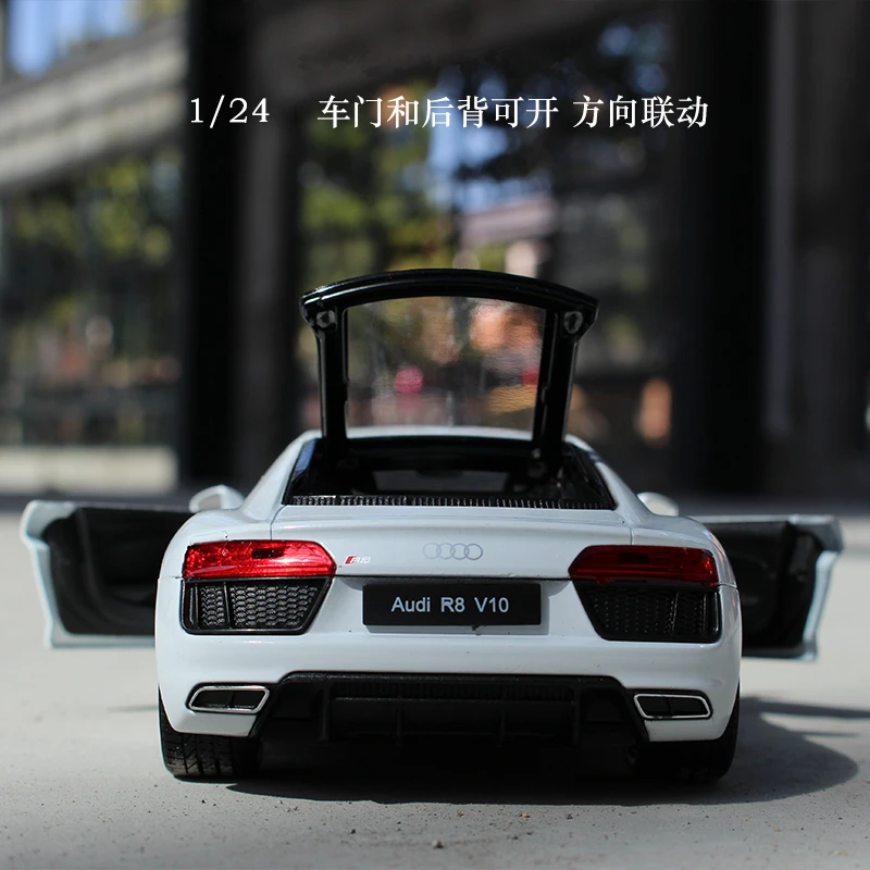 Модель автомобиля welly 1:24 Audi R8 V10 из белого сплава модель украшение коллекционная