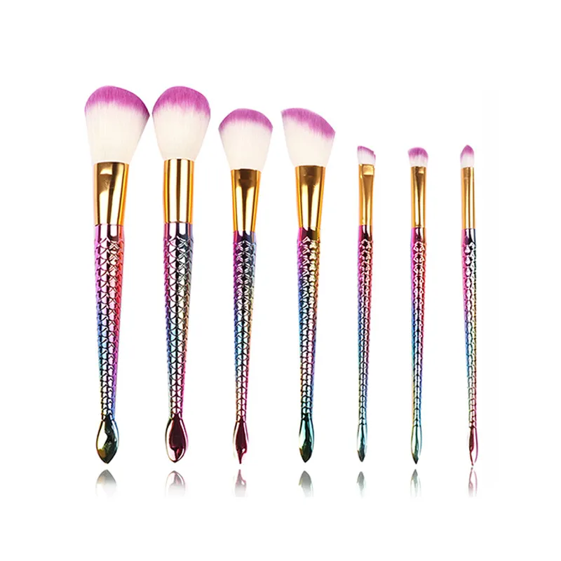 7pcs-4 4/8 шт. набор металлических кистей для макияжа, косметические тональный крем для лица Мощность тени для век Карандаш для глаз набор кистей для макияжа Набор для макияжа бровей, ватным тампоном Dfdf - Handle Color: 7pcs-4
