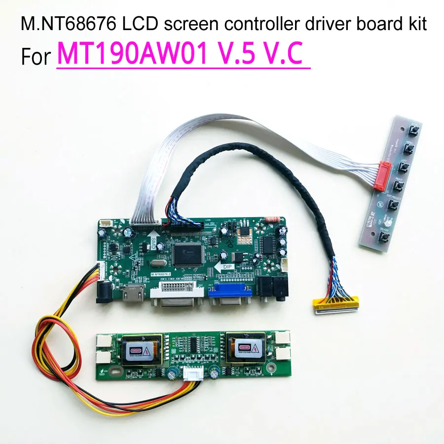 

For MT190AW01 V.5 V.C MNT68676 Display Controller Drive Card LVDS 30Pin CCFL VGA+DVI LCD Monitor Panel 1440*900 19" DIY Kit