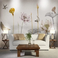 milofi custom 3d large wallpaper wall covering new chinese lotus kingfisher tv background wall painting
