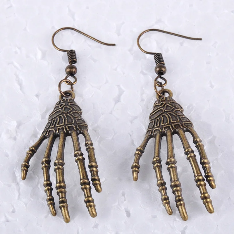 Винтажные антикварные бронзовые хиппи скелеты ручные серьги металлический