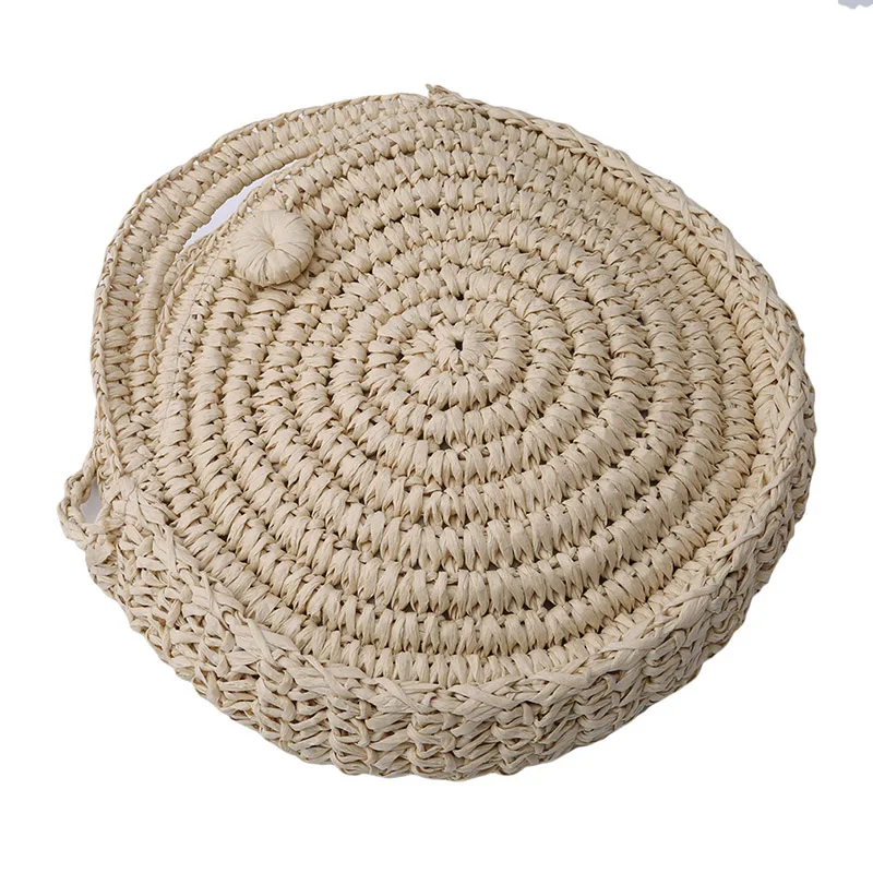 

High Quality Women Woven Circular Straw Handbag Handmade Retro Rattan Shoulder Beach Bag Round Messenger Bags Schoudertassen