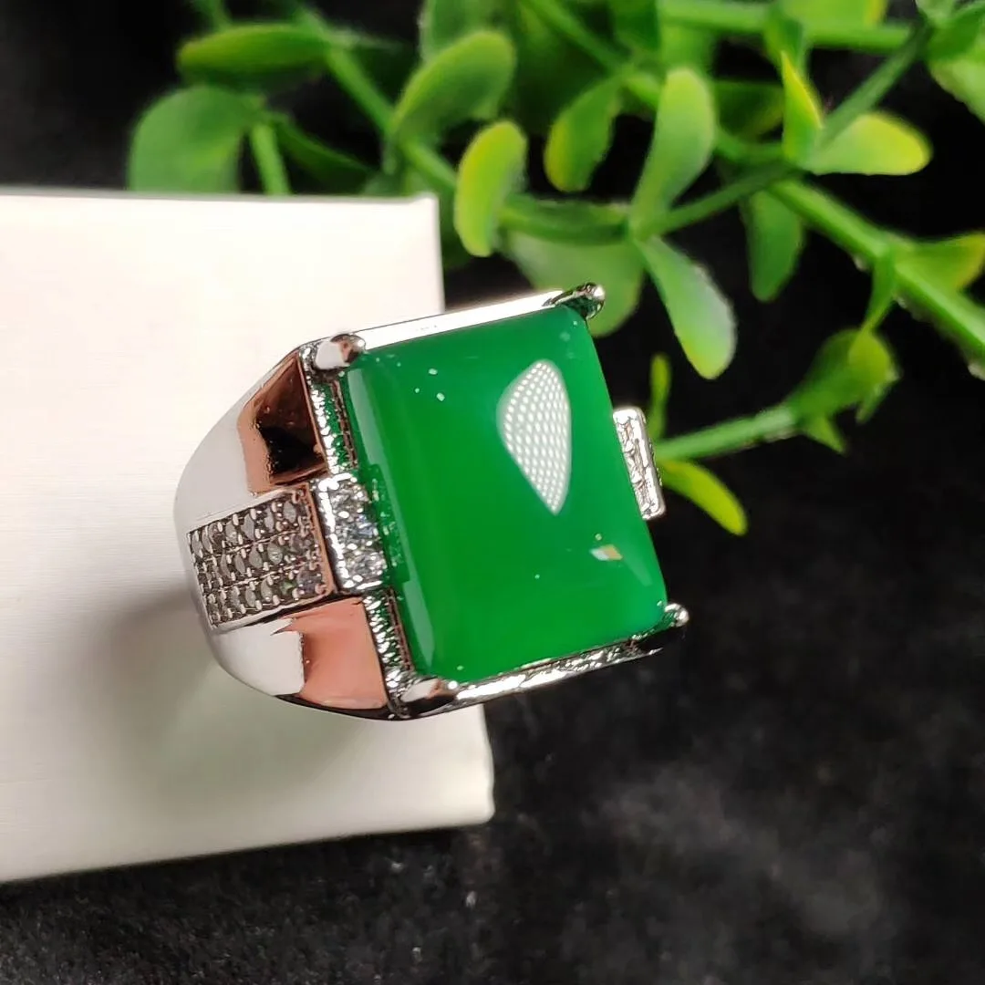 100% настоящий зеленый нефрит кольца с изменяемыми размерами агатовое кольцо из