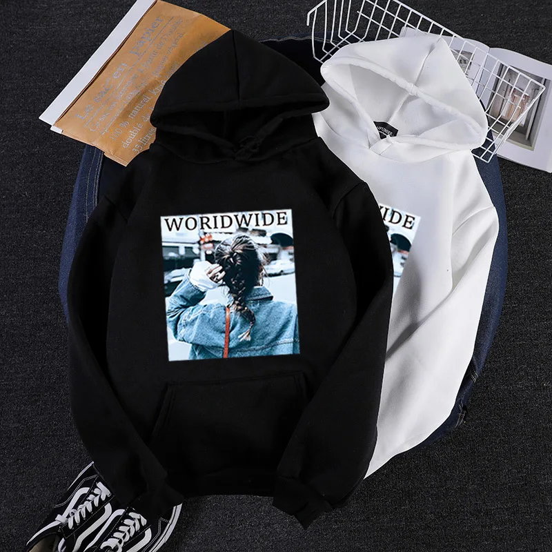 

Cotton Winter Sweatshirt Hoodies Female Harajuku Chic Printed Cotton Clothes Warm Pullover Thicken Blouses Anime