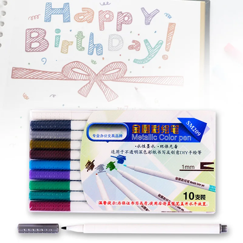 

10 colors/set Paint Marker Pen Waterproof Permanent Water Oil Based Markers Color on Rocks Metal Wood Glass DIY Album FK