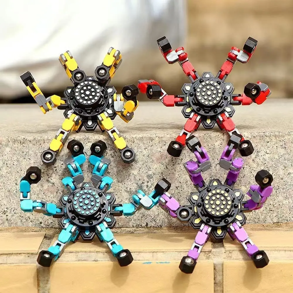 

Kids DIY Deformable Stress Relief Toy Fingertip Spin Top Fidget Spinner Transformable Creative Chain Mechanical Gyro Robot Toy
