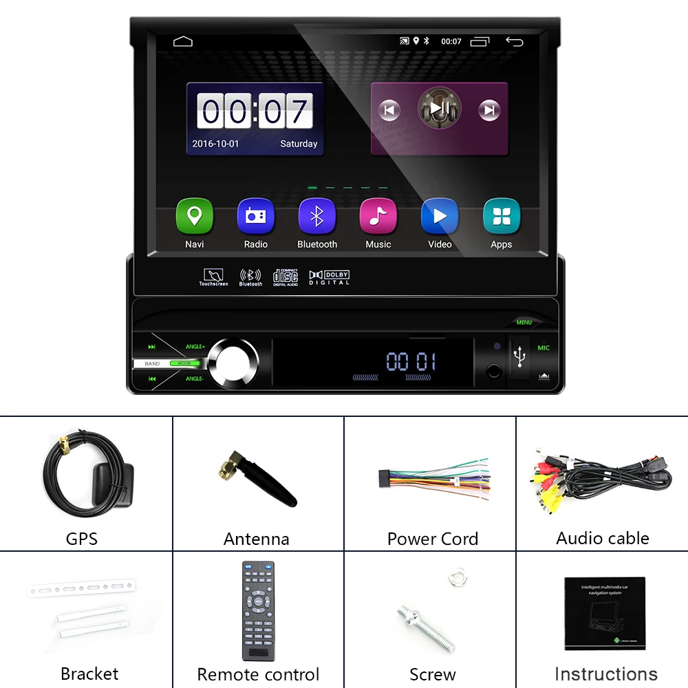 Автомагнитола Camecho 1 Din Android 9 0 мультимедийный проигрыватель с выдвижным GPS Wi Fi 7