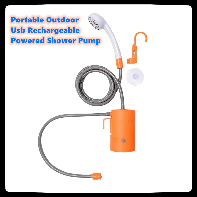 

Portable Outdoor Shower Waterproof Camping Shower Usb Rechargeable Powered Shower Pump for Family Hiking Backpacking Travel Beac