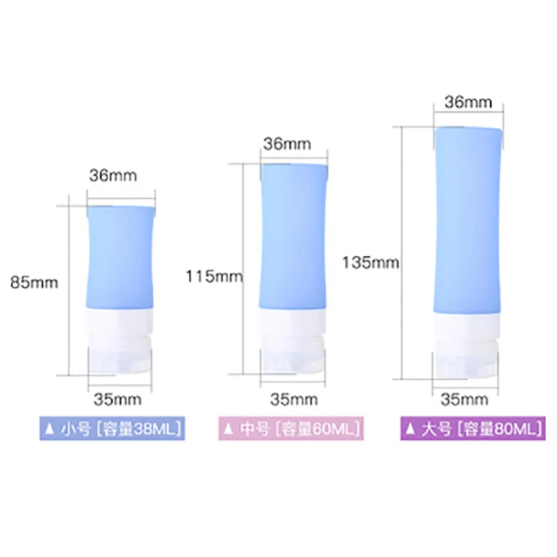 Blue 1PCS 38/60/80 мл Портативный Силиконовые Путешествия Бутылки Красочные пустые, для косметического крема лосьона шампунь для ванной контейнеры бутылки многоразового использования - Цвет: Blue 1PCS