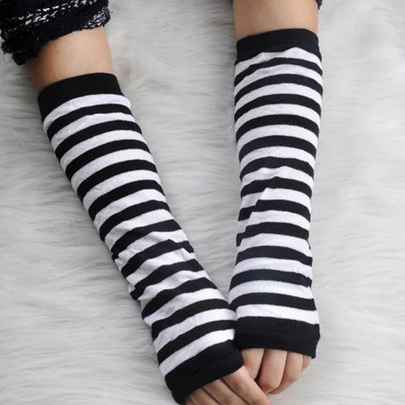 

Knitted Long Fingerless Mittens Glove Arm Warmer Mitten Unisex Crochet Half Finger Long Gloves Hot Selling