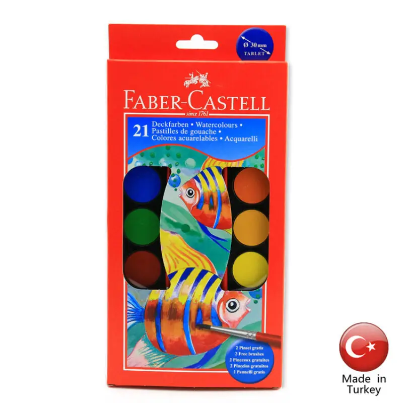 Faber-Castell 21 Color Solid Watercolor Paint Set With Foldable Travel Water Pigment For Draw Supplies | Канцтовары для офиса и