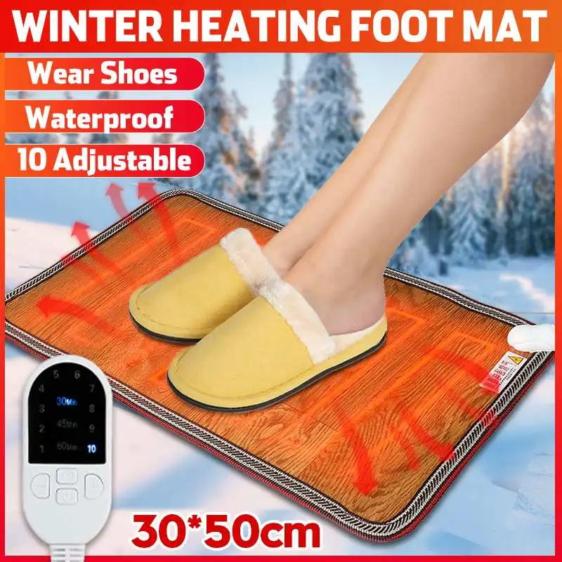 

220V 11.8 x 19.69 In Heating Foot Mat Warmer Electric Heating Pads Waterproof Feet Leg Warmer Carpet Thermostat Warming Tools