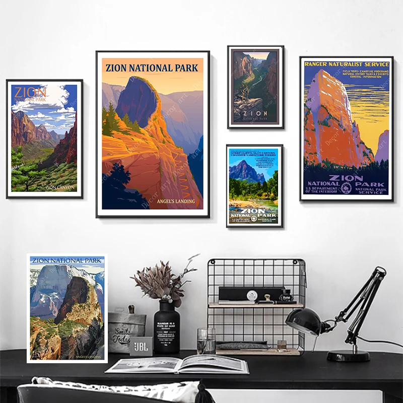 Постер на холсте с изображением национального парка спрингдейла Юта винтажные